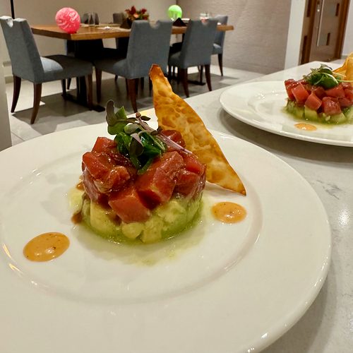 Tuna tartare with avocado, from a past dinner in a villa in Guanacaste