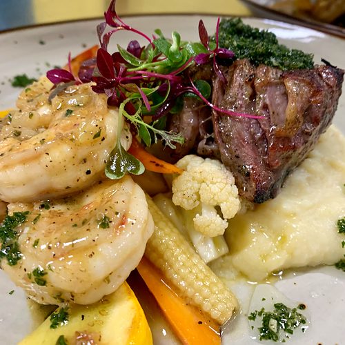 Surf and turf, from a past dinner in a villa in Guanacaste