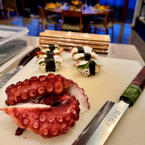 Octopus and nigiri, from a past dinner in a villa in Guanacaste